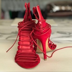 Never worn red laced heels